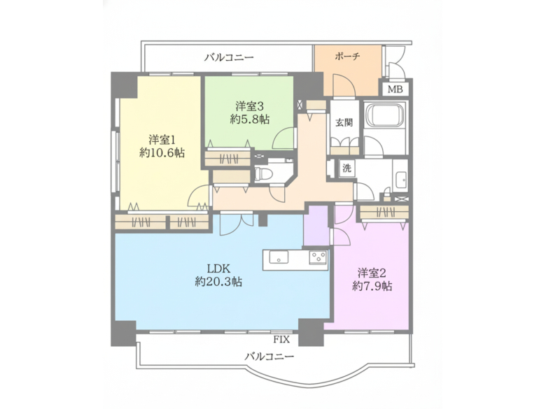 【西区】川口3丁目　シテヌーブ阿波座　3階　6880万円