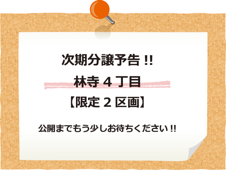 次期分譲予告 【限定2区画】林寺4丁目16-9　新築一戸建