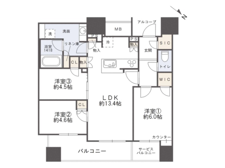 【福島区】福島2丁目　シエリアタワー中之島　34階　10555万円